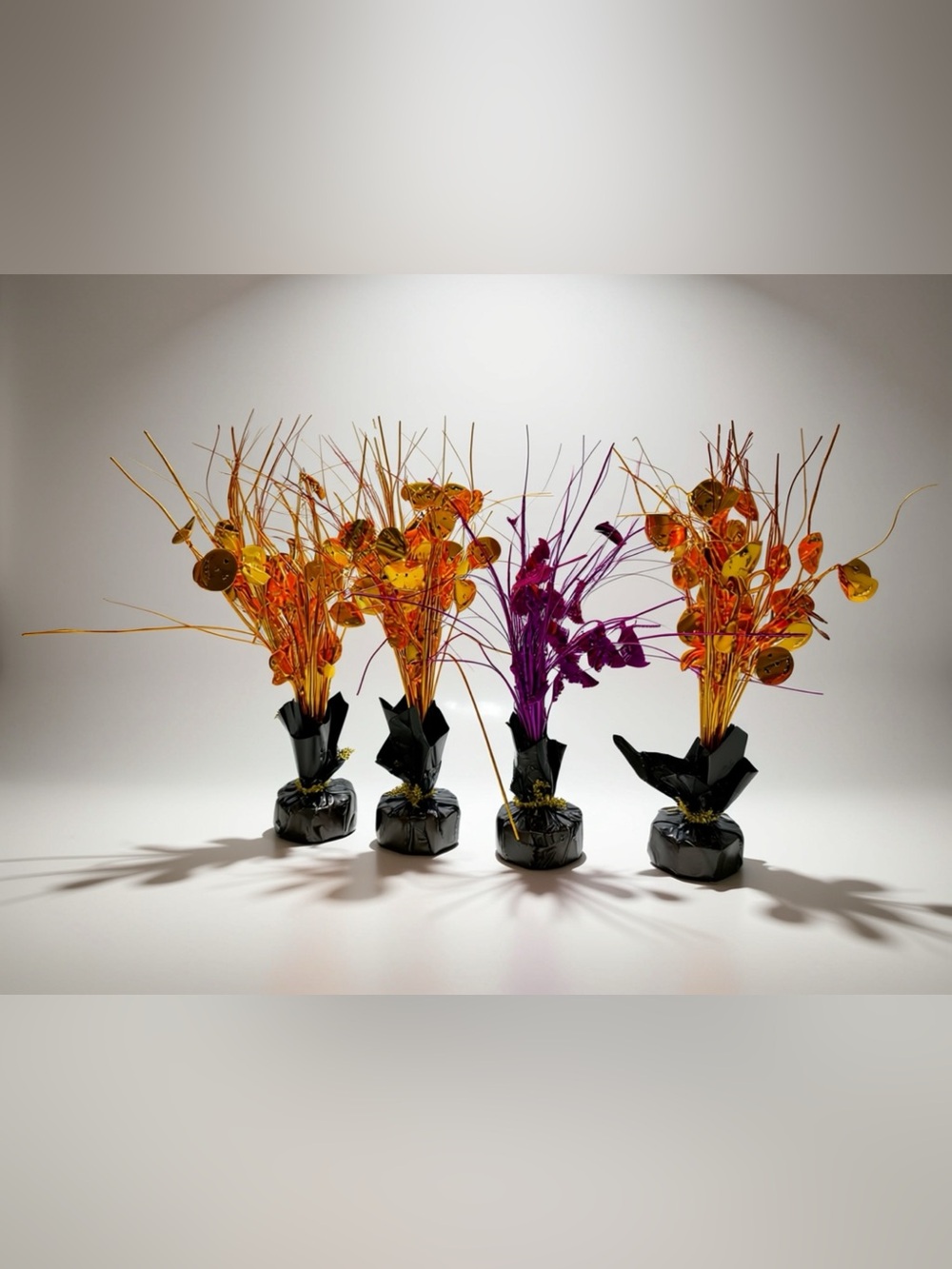 Festive Metallic Balloon Weights - Orange & Purple - Halloween- Pumpkin- Bats